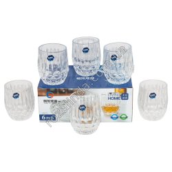 М0802 Стаканы набор 6 ШТ низкий, широкий, узор, 300мл, 'Living home', LXZS0607, 7.6*6*9.7см, 375гр, 6шт/уп, 8уп/ящ