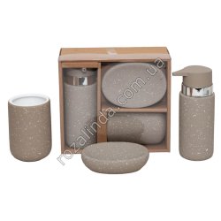М0832 Набор д/ван.керам. 3пр Soft touch мармур беж (мыльн 11.5*8.5*3см, ст.д/зуб.щеток 7.3*10.7см, дисп. 16см)18*19.7*7.7см, 478