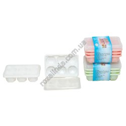 М0852 Форма для льда пластиковая 3шт*6кубиков с крышкой 'Yiteng', 10.5*7.2см, 82гр, 4уп/д,