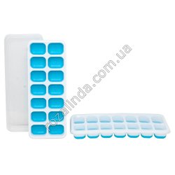 М0854 Форма для льда пластиковая+силикон 14 кубиков с крышкой 24.5*9.5*2.7см, 93гр