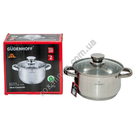 М0949 Кастрюля 1шт GUDENHOFF GH-0312,нерж.сталь,индук.дно 3.1л, 5 слой.дно/ручка металл 20см 1135гр