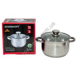 М0950 Кастрюля 1шт GUDENHOFF GH-0313,нерж.сталь,индук.дно 4.7л, 5слой.дно/ручь металл 22см,1288гр