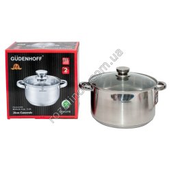 М0953 Кастрюля 1шт GUDENHOFF GH-0316,нерж.сталь,индук.дно 9.6л, 5слой.дно/ручка металл 28см 2225гр