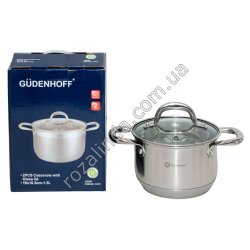 М0954 Кастрюля 1шт GUDENHOFF GH-1072,нерж.сталь,индук.дно 1.5л, 7слой.дно/руч дуга металл 16см 912гр