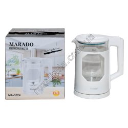 Е0037 Чайник электр. MARADO MA-0624, 2.0L, стекло+пластик, 1500W, 19.5*22*23см, 876гр