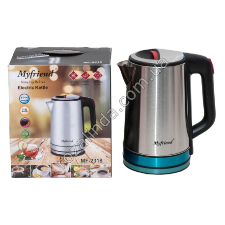 Е0039 Чайник электр. Myfriend MF-2318,2.3L корп.нерж.,1500W, 20*17*23см,700гр,