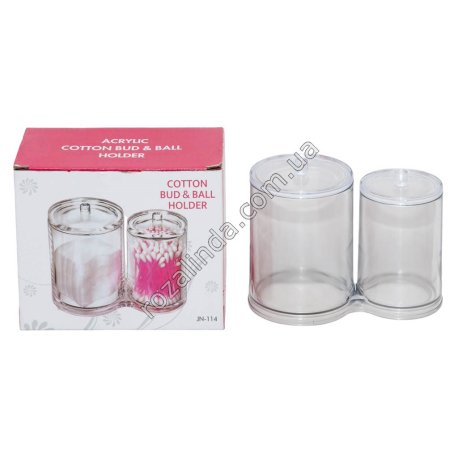 S0222 Органайзер акриловый для ушн.палочек и ватн.дисков'Cotton bud & ball holder' JN-114, 8*15*11см, 170гр