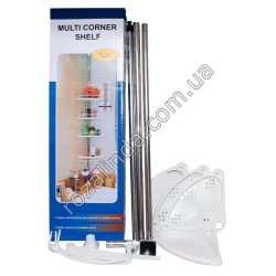 S0258 Полка д/ван. угловая 4яруса полок+бортик+держатель д/полотенец.,Multi corner shelf, от 100 до 260см, 26.5*6*84см., 1121гр