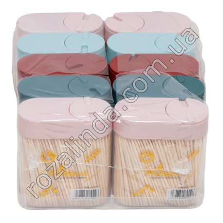М0878 Зубочистки бамбук 10/д в пл.банке Toothpick 'Rong plastic' овал, 330шт, 6.5*7.5см, 57гр, 10/д