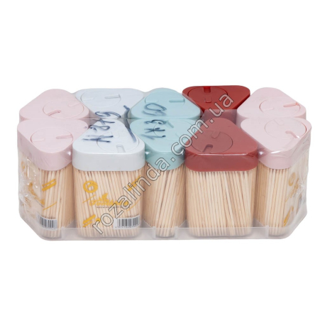 М0879 Зубочистки бамбук 10/д в пл.банке Toothpick 'Rong plastic' треугольный, 350шт, 5*7.8см, 58гр