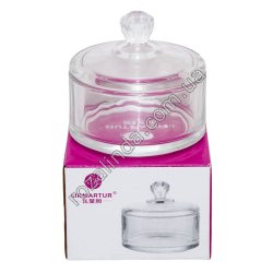 М0910 Емкость стеклянная с крышкой Lirmartur гладкая, в короб., 10*5.2см, 460гр,