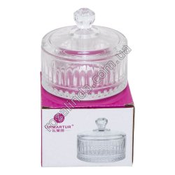М0911 Емкость стеклянная с крышкой Lirmartur рифленая, в короб., 10*5.5см, 455гр,