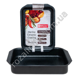 S0094 Противень д/запекания прямоуг. BAROLY 30*22см h-6.2см, мраморный керам. покрытие, 7003-30, 35.5*24*8*6.2см, 734гр