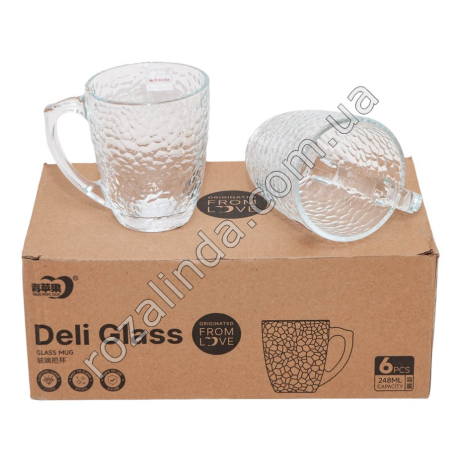 S0175 Чашка стекло 1ШТ прозрачная, камни, узкая, высокая 248мл, 'Deli Glass', ZB317B, 7.5*9см, 240гр