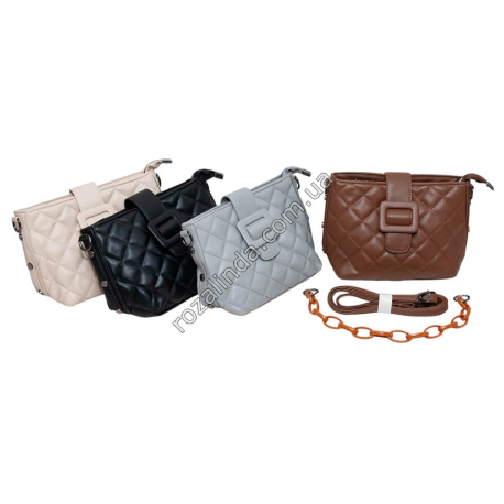 S0134 Сумка женская 'Стеганая' с пряжкой, цепочка, 4цвета,18*9.5*15.5см, 315гр