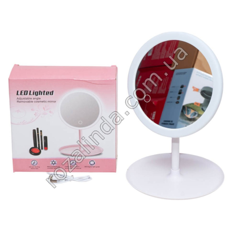 S0233 Зеркало с подсветкой, сенсор, 3 режима, Led Lighted, аккумул. USB зарядка, 18*26см, 250гр