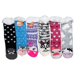 Т0413 Носки шерстяные 12/д на меху женские 40см Slipper, Животные, 23*11*24см, 116гр,