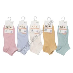 Т0436 Носки женские 10/д хлопок короткие Mianyizhu цветные, 22-25см(36-41р), 23гр,