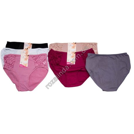 Т0479 Трусы женские хлопок 12/д Брифы Rose sexy БАТАЛЫ Size 2XL-4XL, кружево на бедрах, М1183, 40гр