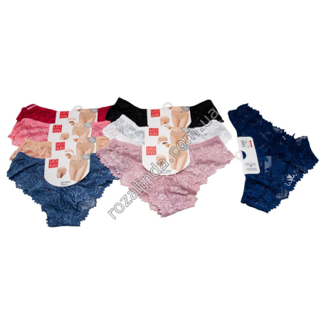 Т0497 Трусы женские кружево Cлипы+гипюр полностью 12/д, Size M-XL, UOKIN, A4842, 22гр