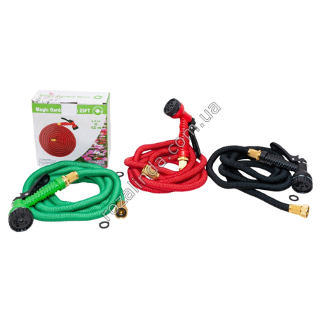 S0385 Шланг садовый 'Magik Garden Hose' 25FT (от 2.5 до 12м), латунь+сифон, 400гр.