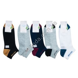 Т0397 Носки мужские хлопок 10/д короткие сетка KAI SEN ч+б+с с цвет.пятами, Cotton 25-28см(41-47р) 25гр