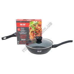М0887 Сковорода +крышка CHIC CHEF, 24см h-6.2см, гранит/мрам. в крап, бакелитовые ручки Soft touch, СС2113, не сод. PFAS/PFOA, 1