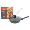 М0888 Сковорода+крышка CHIC CHEF, 26см h-7.0см, гранит/мрам.покрыт.,черн.в крап,бакелитовые ручки Soft touch, СС2113,не сод. PFA