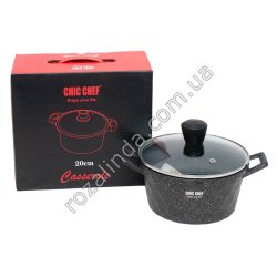 М0893 Казан круглый CHIC CHEF, 20см h-10см, Грани СС3120, черн. с бело-красн крапин, не сод. PFOA, 1220гр