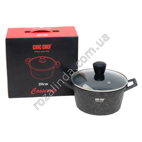 М0893 Казан круглый CHIC CHEF, 20см h-10см, Грани СС3120, черн. с бело-красн крапин, не сод. PFOA, 1220гр