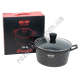 М0894 Казан круглый CHIC CHEF, 24см h-11см, Грани СС3120, черный с бело-красн крапин, не сод. PFOA, 1685гр