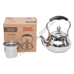 М0929 Чайник нерж. 1.5л 'Хром груша' + заварник-ситечко, 'DD' CH-10150, 18*12.5*17.3см, 514гр