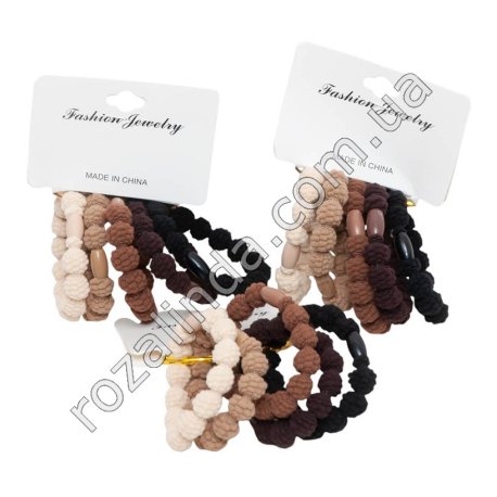 М0999 Резинки д/волос 5ШТ Бусинки 12/д тканевые Fashion Jevelry, 5.5см, 12гр