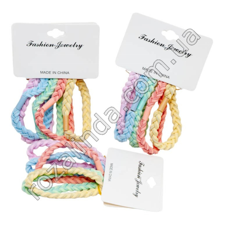 М1000 Резинки д/волос 5ШТ Косичка 12/д Fashion Jevelry, цветные, 6см, 10гр