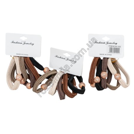 М1002 Резинки д/волос 5ШТ Плетеная+блестящая бусинка 12/д Fashion Jevelry, 7см, 23гр