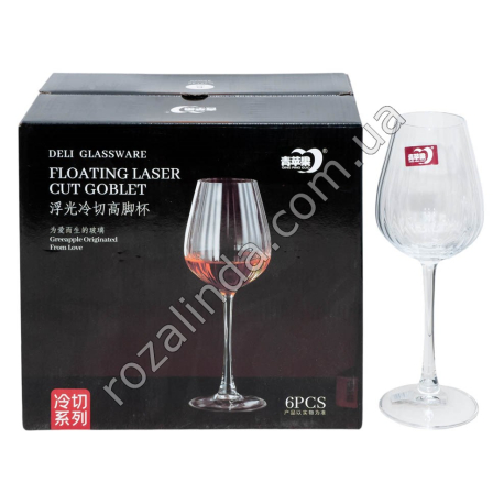 S0157 Бокалы набор 1 ШТ, 6шт/уп выс,широк, Грани, 350мл, 'Deli Glassware', EJ7135, 5*7.2*22.2см, 175гр, 8уп/ящ