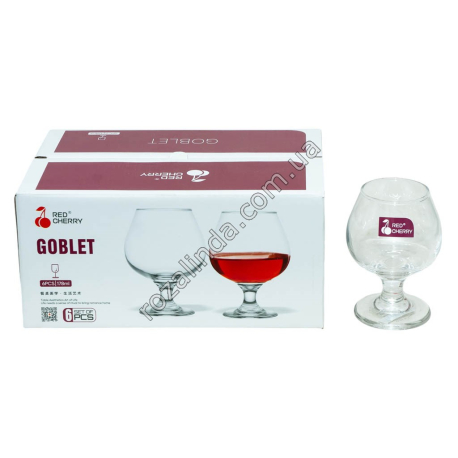S0162 Бокалы набор 6 ШТ низкий Коньяк, 178(125)мл, 'GOBLET' Red cherry, G3702, 5.5*10.5см, 112гр, 6шт/уп, 12уп/ящ