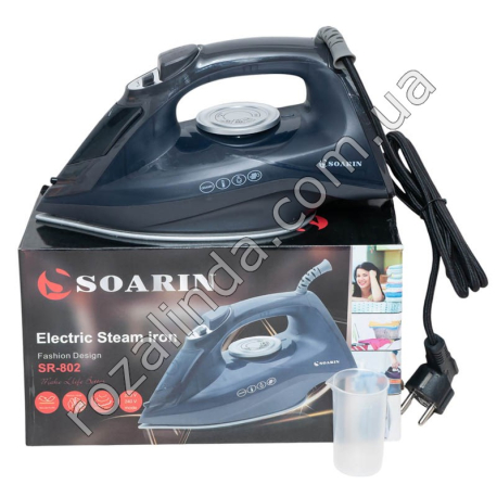 Е0057 Утюг SOARIN SR-802, керам.подошва, 1800Вт,верт. пар.удар, самочистка,инд.нагрева, термостат, 28*12*16см, 854гр