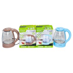Е0074 Чайник электр. SQNYMAX SN-1101, 2.0L, стекло+подсветка, цветной, 2000W, 21*20*23.5см, 829гр