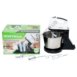 Е0082 Миксер стационарный с чашей 2л из нерж.стали, SQNYMAX SN1200, 2000W, 7режим скор, 2+2 венчика., 29*18.5*19.5см, 1кг