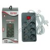 S0247 Сетевой фильтр удлинитель 2 м ZAMAN T102U, 3+2 розетки+3USB, выключатель, 10A, 250V, 1.2А, DC5V, коробка, 10.7*8*23.5см, 4