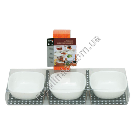 S0447 Соусницы фарфор 3ШТ 'Квадрат', Superior Porcelain, 7*7*3см, 276гр