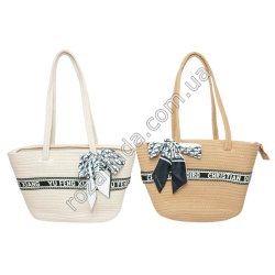 S0501 Сумка летняя джутовая 'Бант' лента, + змейка, 26*39*12см, 600г