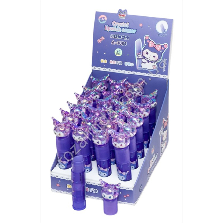S0670 Резинка(ластик) канц. 'ПОМАДА'' 24/д Kumimi, Crystal lipstick eraser, AJM, А-3084, 10.5*2см, 26гр