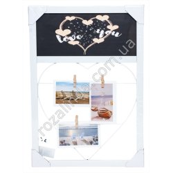 S0674 Фоторамка-коллаж с прищепками 'Сердце', 33*48см, 329гр