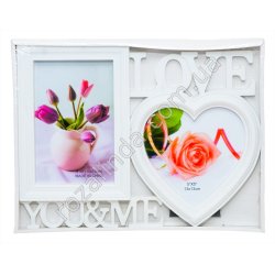 S0691 Фоторамка-коллаж пластик 2 фото 'You&Me Love' 10*15/13*13, 27*20см, 240гр