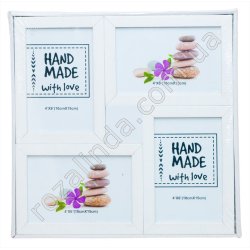 S0693 Фоторамка-коллаж МДФ 4 фото 'Hand made' 10*15, 29*29см, 655гр