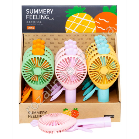 Е0108 Вентилятор ручной механический 12/д 'SAMMERY FEELING' Фрукты, 8.5*20.7см, 60гр