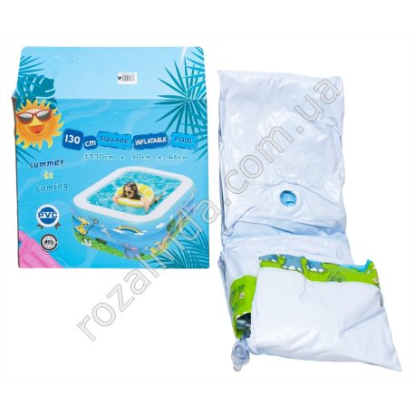 S0583 Бассейн детский надувной SQUARE pool, квадратный, рисунок, PVC, 130*90*46см, 1886гр