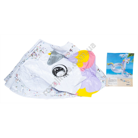 S0594 Круг д/плав. надувной d-90см Swim ring, с фигуркой ЕДИНОРОГ, d-90см,412гр